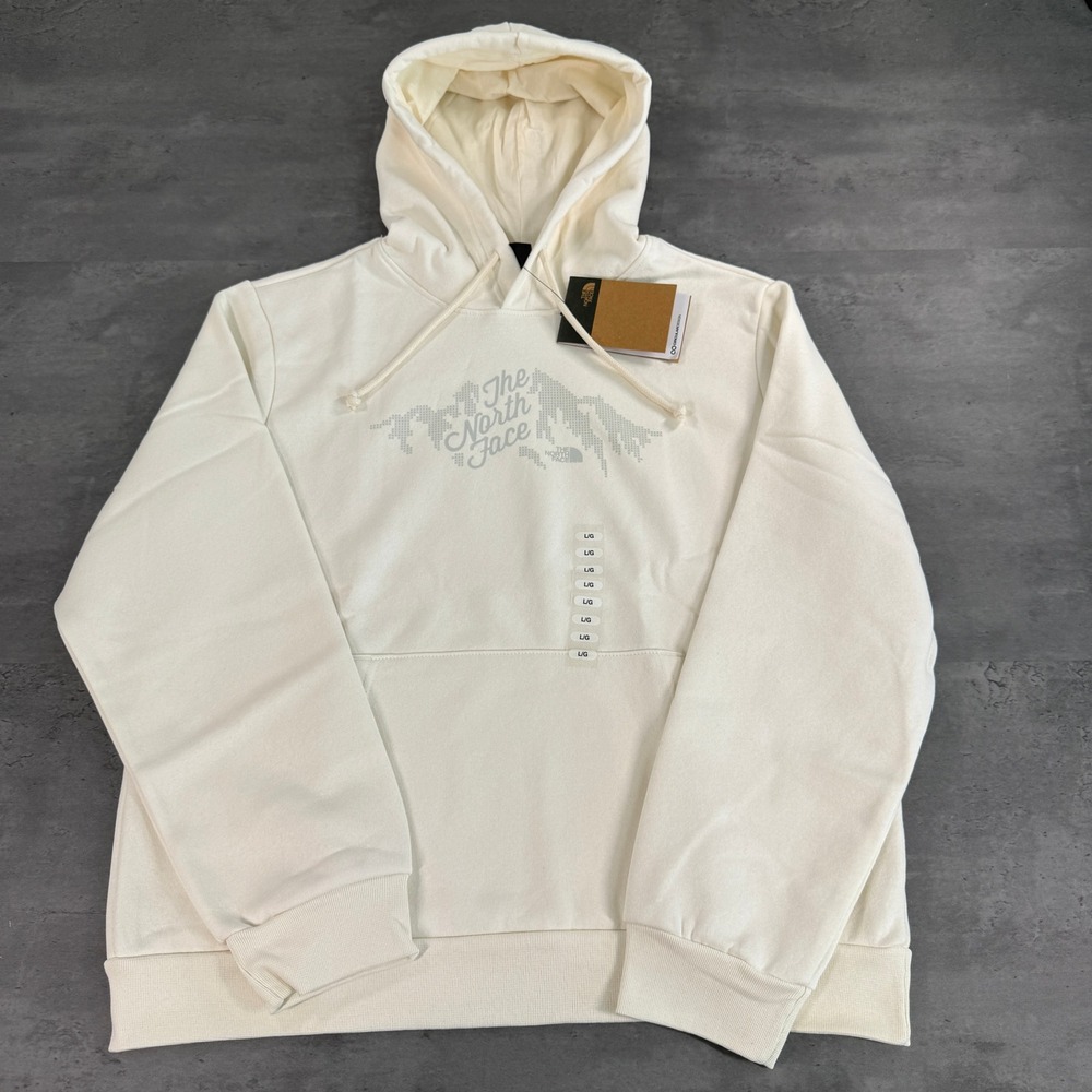 The North Face Hoodie Womens L Cream Off White Dune Pullover Sweatshirt Sparkle